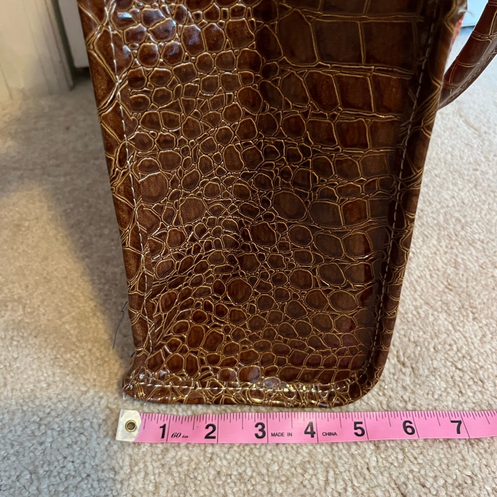 Samantha Brown Croco-Embossed Dowel Bag/Carry On - Orange W/ Brown Trim Pockets - Picture 13 of 14